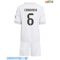 Camisa de time de futebol Real Madrid Eduardo Camavinga #6 Replicas 1º Equipamento Infantil 2025-26 Manga Curta (+ Calças curtas)